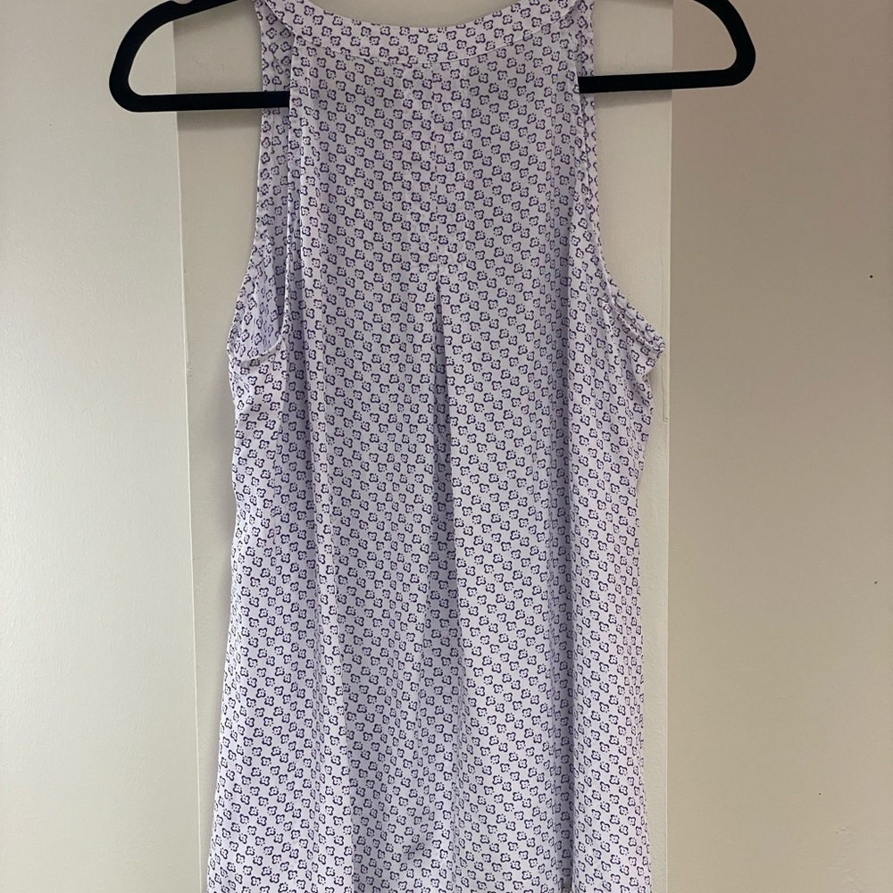 CAbi Priscilla Sleeveless Blouse Button Front Purple White Corpcore Librarian S - Picture 15 of 15